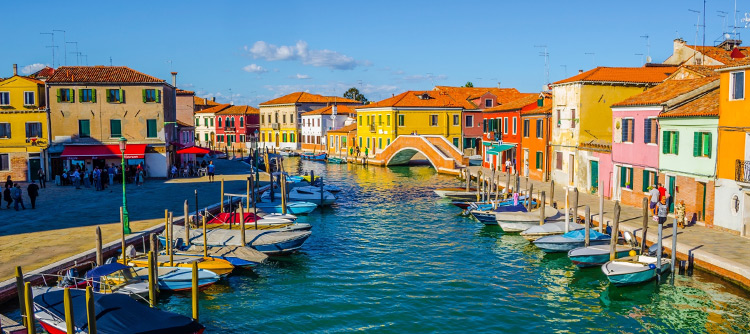 Burano canal bridge, Venice islands, Italy