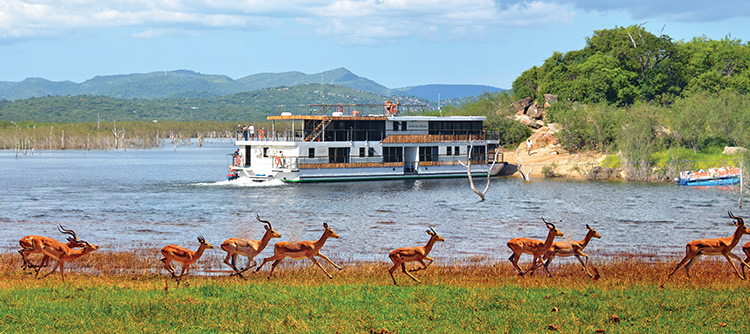 Luxury South Africa River Cruise Safari including Johannesburg, Chobe, Lake Kariba Cruise, Gache Gache River, Sanyati Gorge, Matusadona, Hwange, Victoria Falls, and Cape Town
