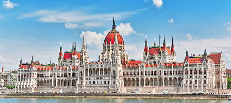 The sprawling Hungarian Parliament building in Budapest