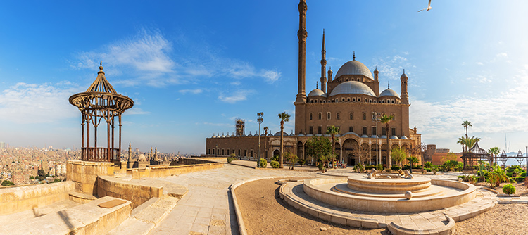 Panoramic view of Cairo featuring the Muhammad Ali Mosque