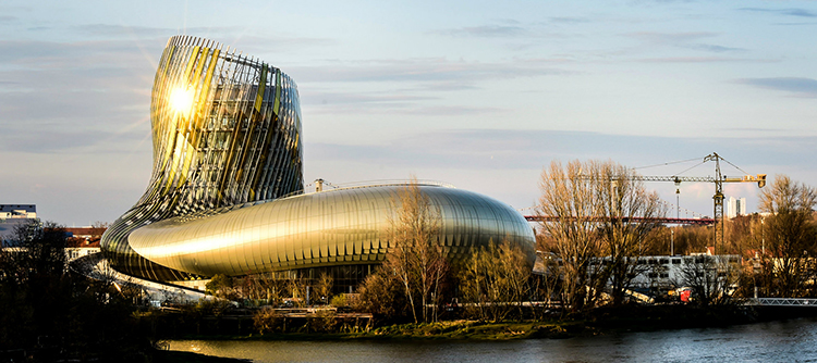 The gleaming curves of the Bordeaux wine museum's modern architecture