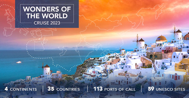 2023 Small Ship World Cruise from Australia to Sweden including Australia, Singapore, Thailand, India, Oman, Egypt, Israel, Jordan, Greece, Croatia, Italy, France, Spain, Portugal, UK, Norway, Russia, and Sweden